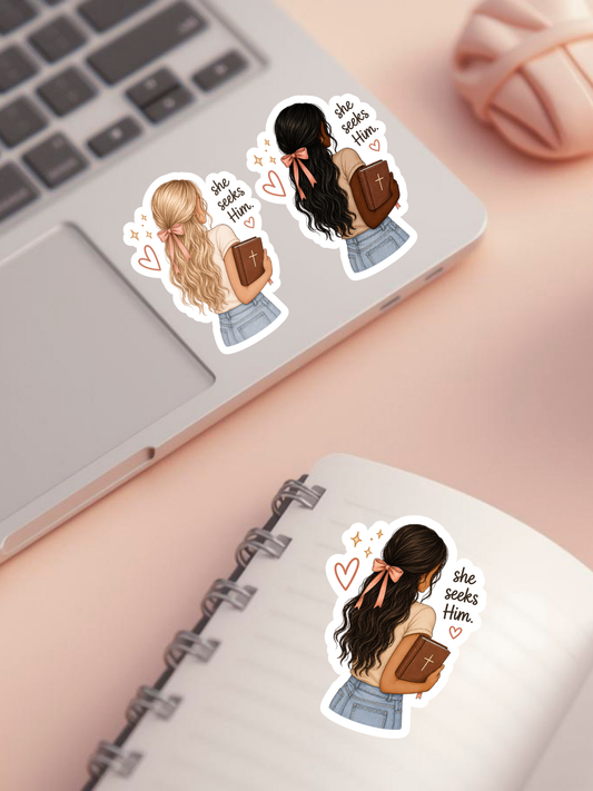 She Seeks Him Sticker
