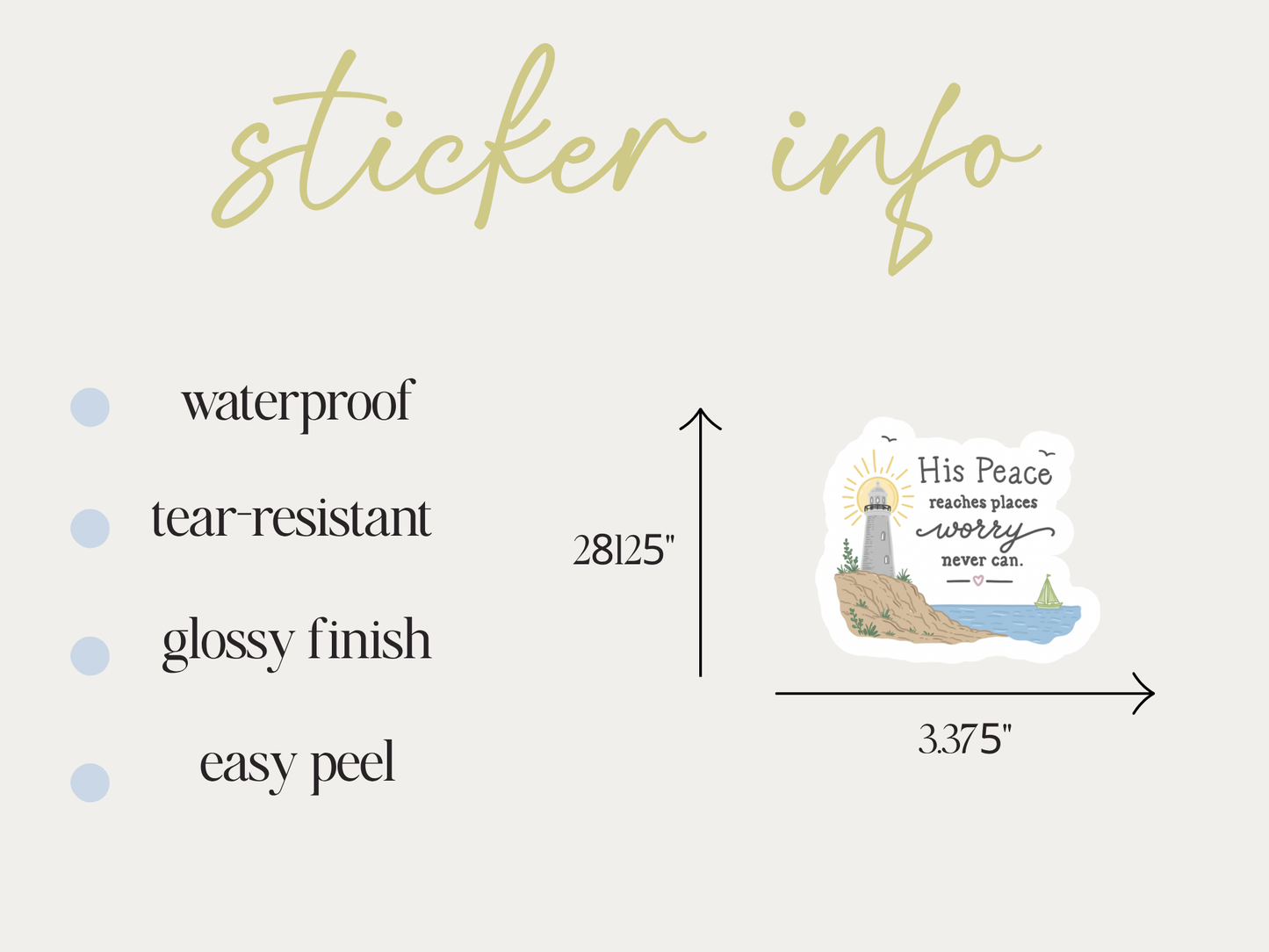 His Peace Reaches Places Worry Never Can Sticker