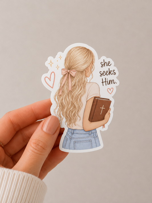 She Seeks Him Sticker