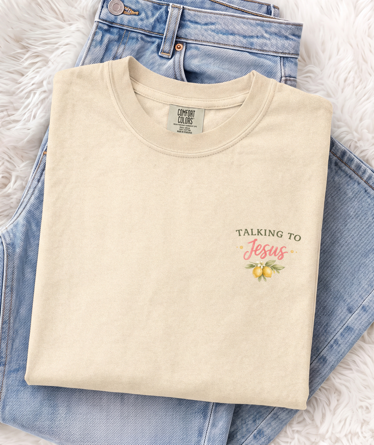 BRB Talking to Jesus Christian faith graphic shirt in ivory