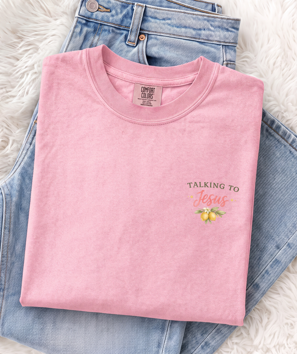 BRB Talking to Jesus Christian faith graphic shirt in pink