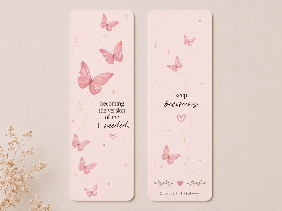 Becoming the version of me I needed bookmark front and back side by side 