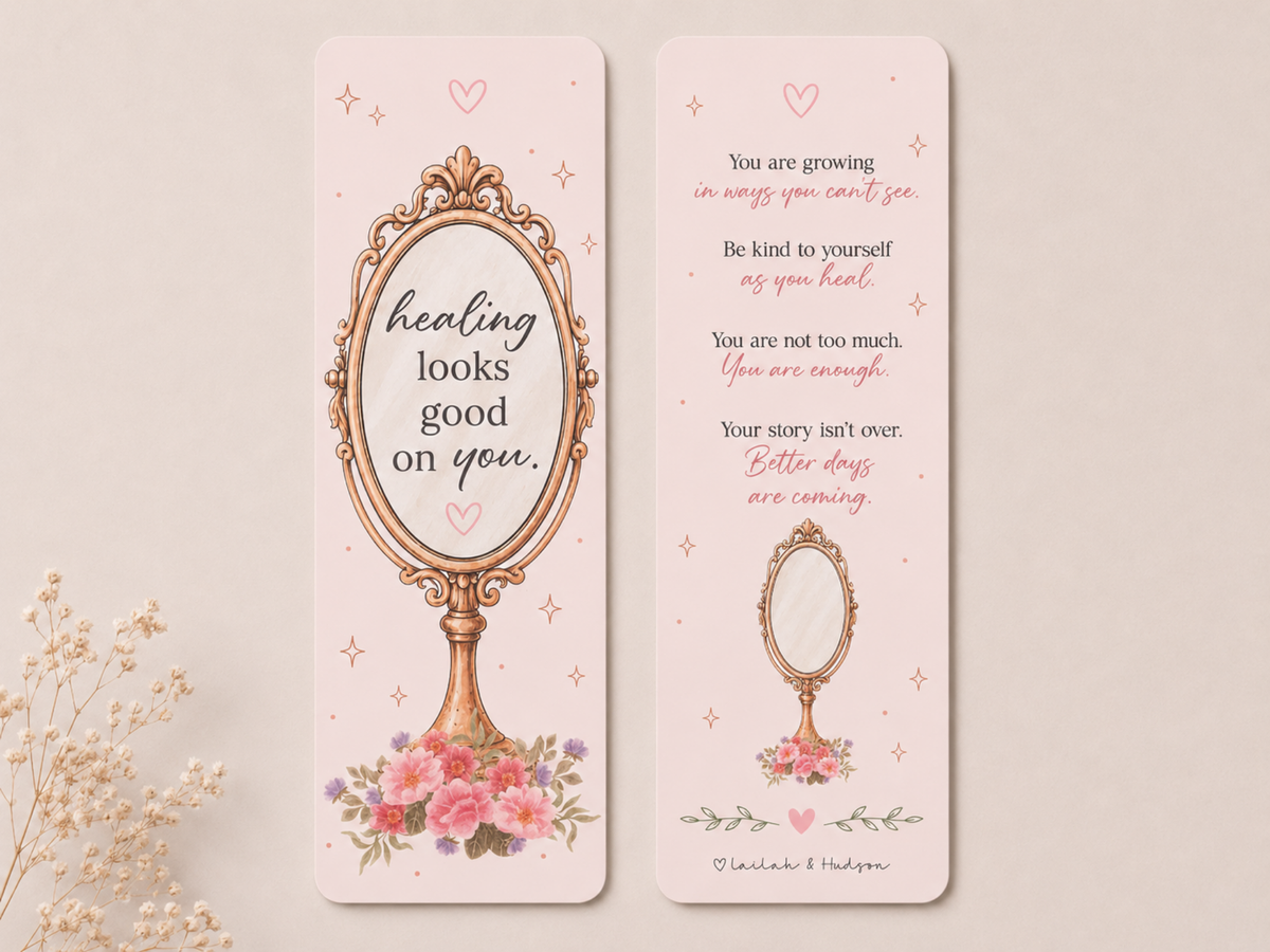Healing looks good on you bookmark displayed 