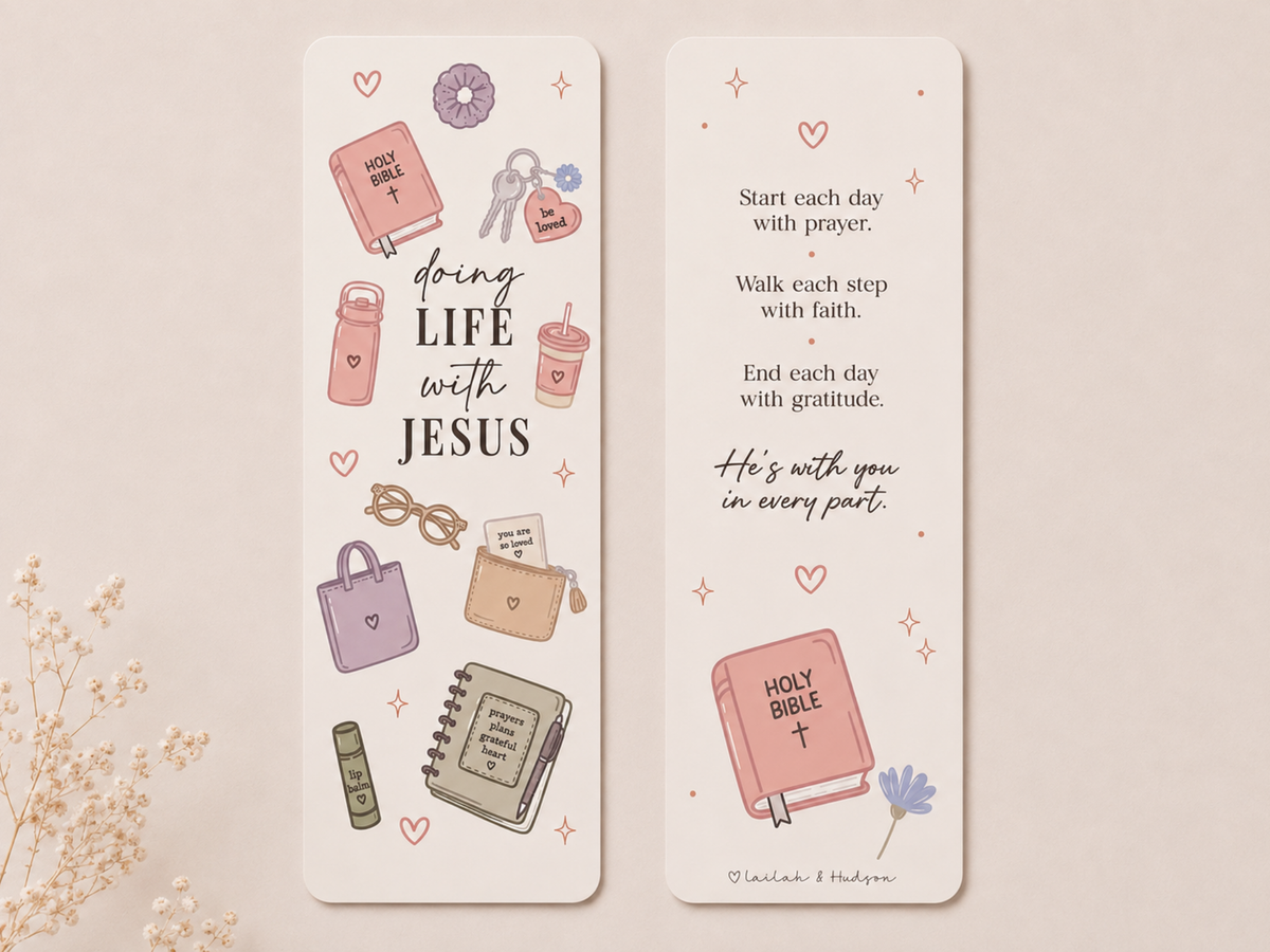 Front and back of doing with life Jesus Bookmark