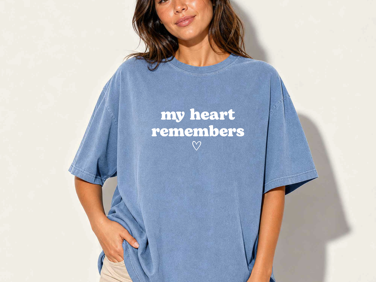 My Heart Remembers angel mom remembrance shirt in blue