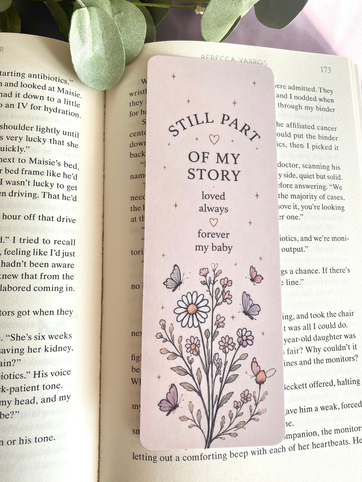 Still part of my story bookmark on a book