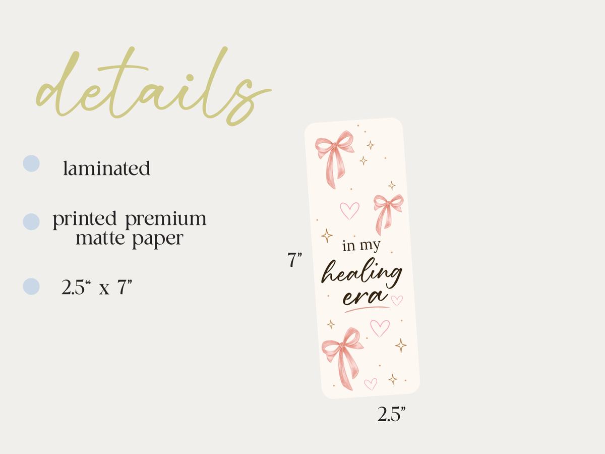 In my healing era bookmark size information