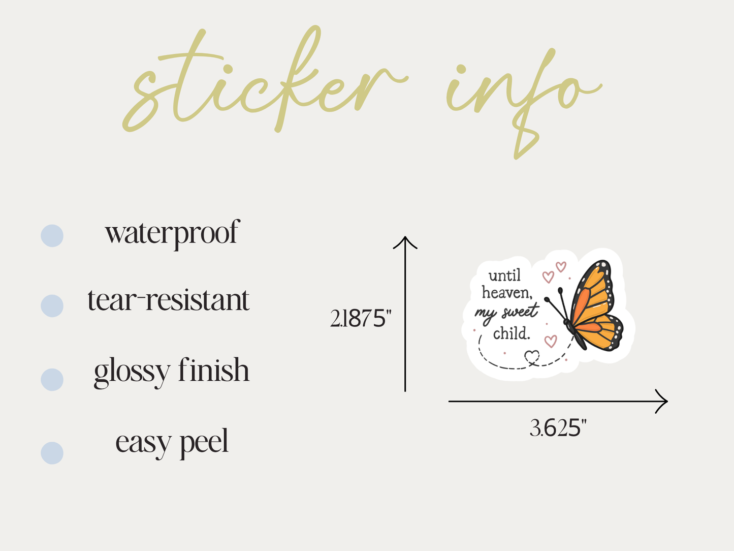 Until Heaven My Sweet Child Butterfly Sticker